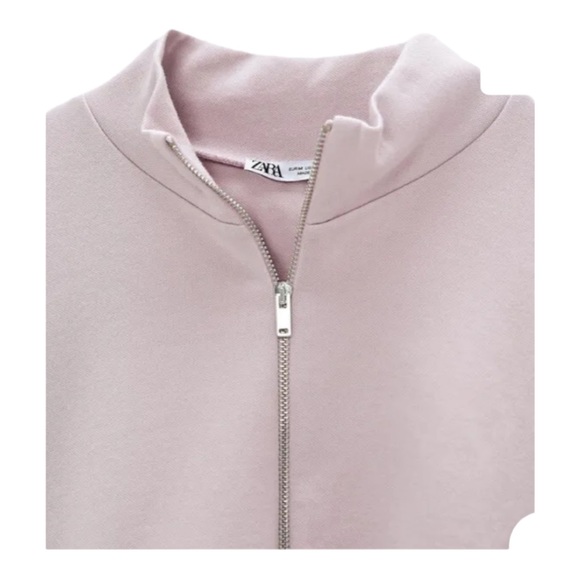 Zara Outerwear Lavender Cropped Full Zipper Front Sweatshirt Size Small - Picture 3 of 13